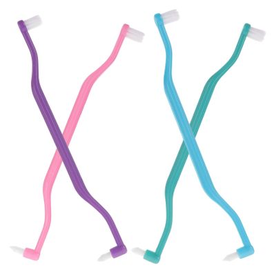 Anneome Double-Headed Toothbrushes for Improved Access to Hard-to-Reach Areas 4pcs with Small Bristle Heads Plastic Curve Handled Household Toothbrushes as Housewarming Or Festival