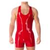 VIYOLI Sleeveless Latex Male Catsuit Sexy Rubber Bodysuits Half Pants Mens Tight Clothing Jumpsuit Without Any Zipper,black,XS view 1