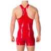 VIYOLI Sleeveless Latex Male Catsuit Sexy Rubber Bodysuits Half Pants Mens Tight Clothing Jumpsuit Without Any Zipper,black,XS view 2