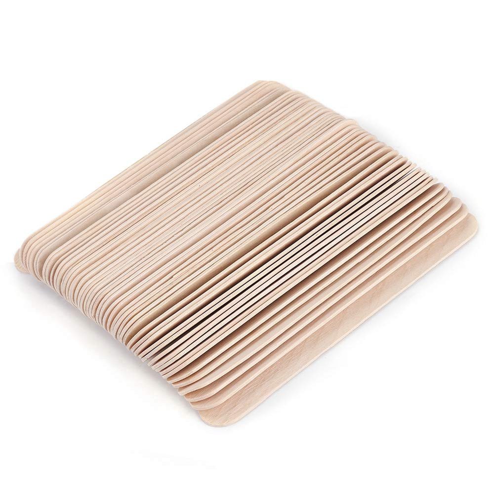 50Pcs/Box Disposable Wooden Epilation Depilatory Wax Applicator Stick Spatula Hair Removal Tool, Apply Wax Evenly, Remove Hair Fast, Environmental Friendly Materials, 15cm Long