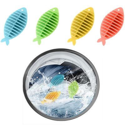 Kaseremy Washing Ball for Washing Machine, 4 Pieces Fish Shape Dryer Balls, Washing Balls, Rubber Washing Ball for Laundry Drum, Reduce Wrinkles and Clamp
