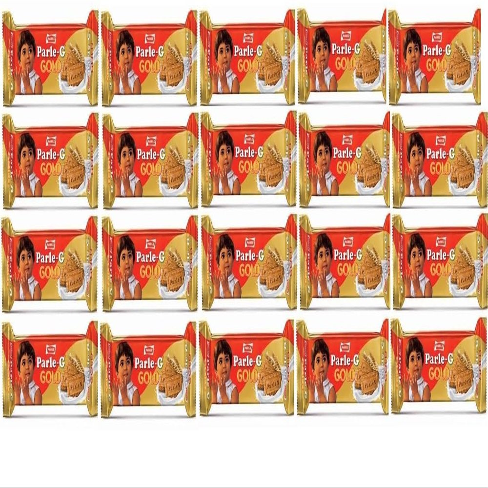 Parle-G Gold Biscuits, Premium Glucose Biscuit For Kids & Family Pack Cookies 100g Crackers (Pack of 20)