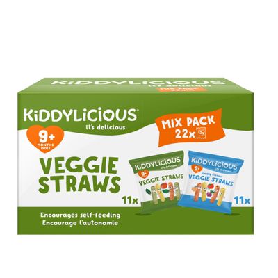 Kiddylicious Veggie Straws Mix Pack - Delicious Snacks for Babies - Suitable for 9+ Months - 22 Pack