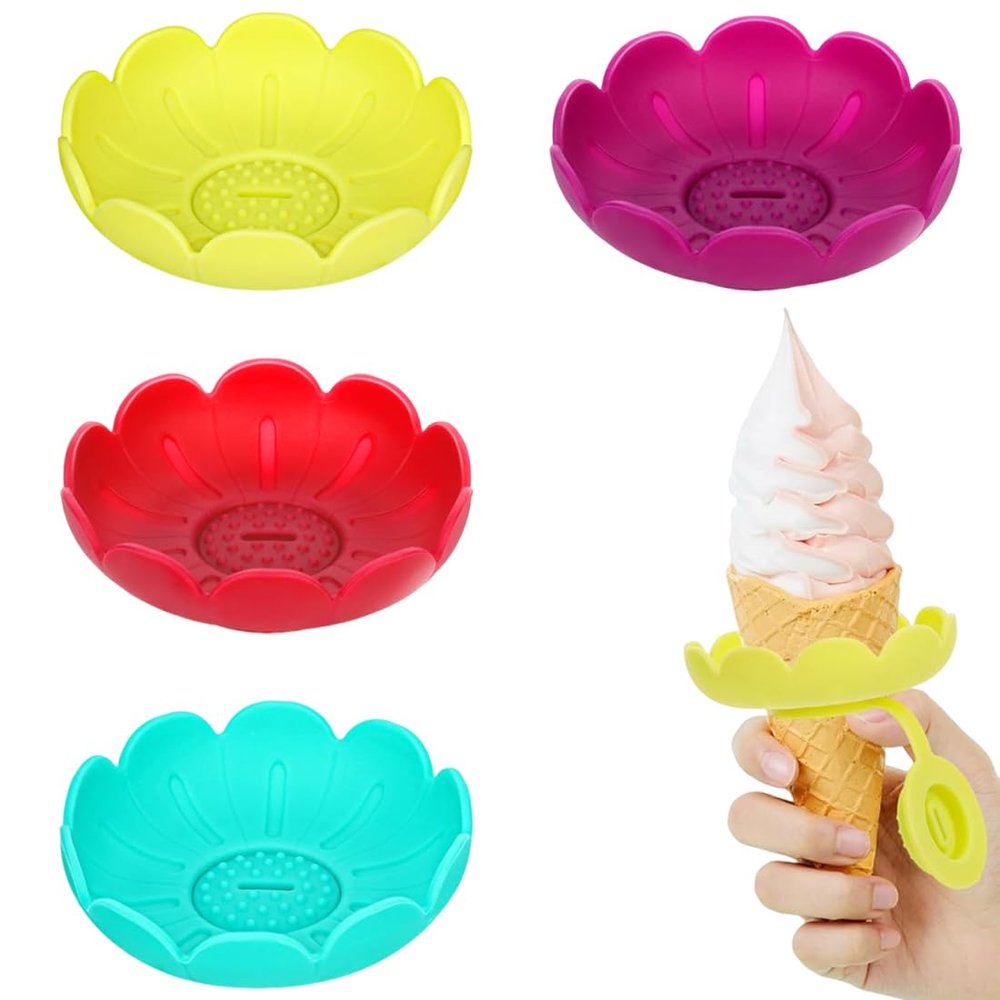 HQRKOTM Pack of 4 children's ice holders, silicone ice holder on a stick, ice holder for children, silicone ice holder on a stick, leak-proof ice holder, a, A