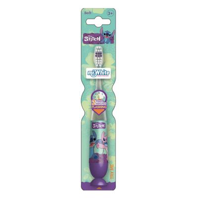 Disney Stitch Kids LED Toothbrush with 2 Minute Flashing Light Timer, Soft Bristles, Non-Slip Handle & Suction Cup for Children Aged 3-14 Years Old, BPA-Free & Non-Toxic Kids Light Up Toothbrush