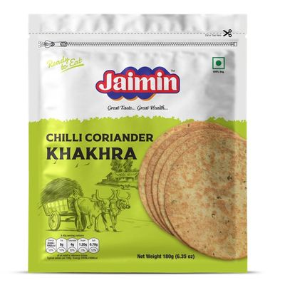 Jaimin Khakhra Variety Pack, Traditional Indian Crispy khakhra, 12 Flavours - pack of 1 (Chilli Coriander)