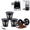 4 Pieces K Cups Reusable Coffee Filters with Coffee SpoonBuilt-In Stainless steel Mesh Straine K Cup Coffee Pod (Black) view 1