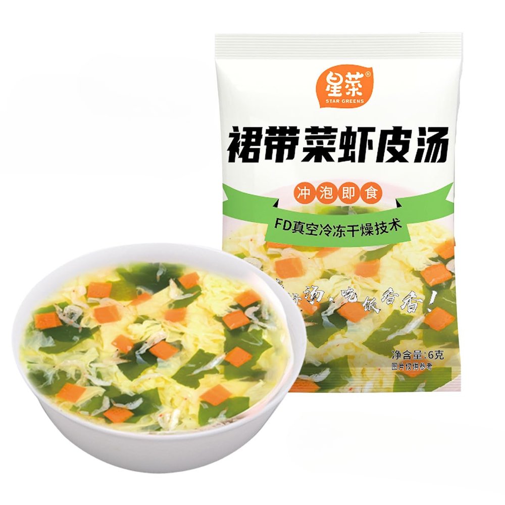 Freeze-Dried vegetable Soup,Fresh Mushrooms Sour and hot taste (4/8/24bags) Dry Soup Mixes,Healthy breakfast,Instant Meals,Side dishes,Vegan,Miso soup (wakame,4packs)