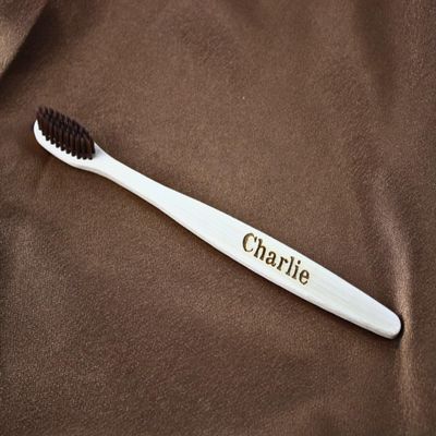 Personalised Bamboo Natural 100% Eco-Friendly Black Engraved Toothbrush
