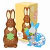 Easter Bunny Chocolate for Easter Gifts - Milk & White Chocolate Happy Bunny Figure 170g with Topline Wooden Decoration. Great Chocolate Gift for Kids Egg Hunt, Chocolate Hampers view 1