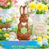 Easter Bunny Chocolate for Easter Gifts - Milk & White Chocolate Happy Bunny Figure 170g with Topline Wooden Decoration. Great Chocolate Gift for Kids Egg Hunt, Chocolate Hampers view 3
