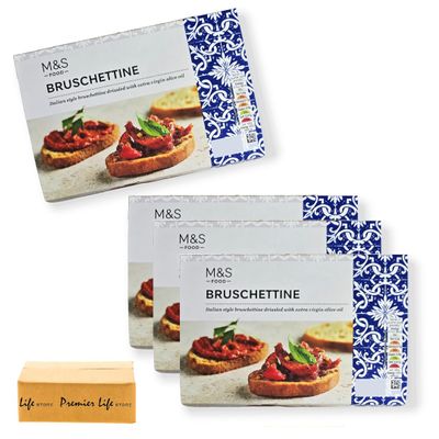 M&S Italian Toasted Ciabatta Bread Bruschettine, Toasted Ciabatta with Extra Virgin Olive Oil, 125g, Vegan (4 Pack)