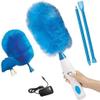 Feather Duster Washable Electric Cleaning Brush Rotary Scrubber Dust Collector Multifunctional Electric Stick TV Blinds Convenient No Blind Spot,Blue-Rechargeable view 1
