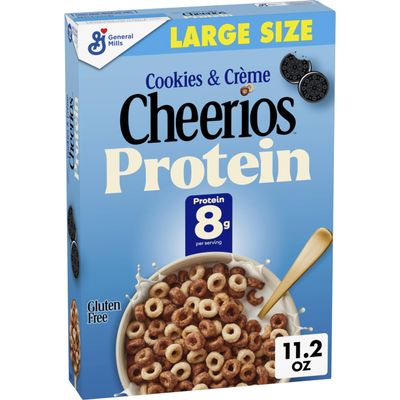 Cheerios Cookies & Crme Protein Cereal, Gluten Free, 8g Protein per Serving, Whole Grain Oats, 11.2 oz Box