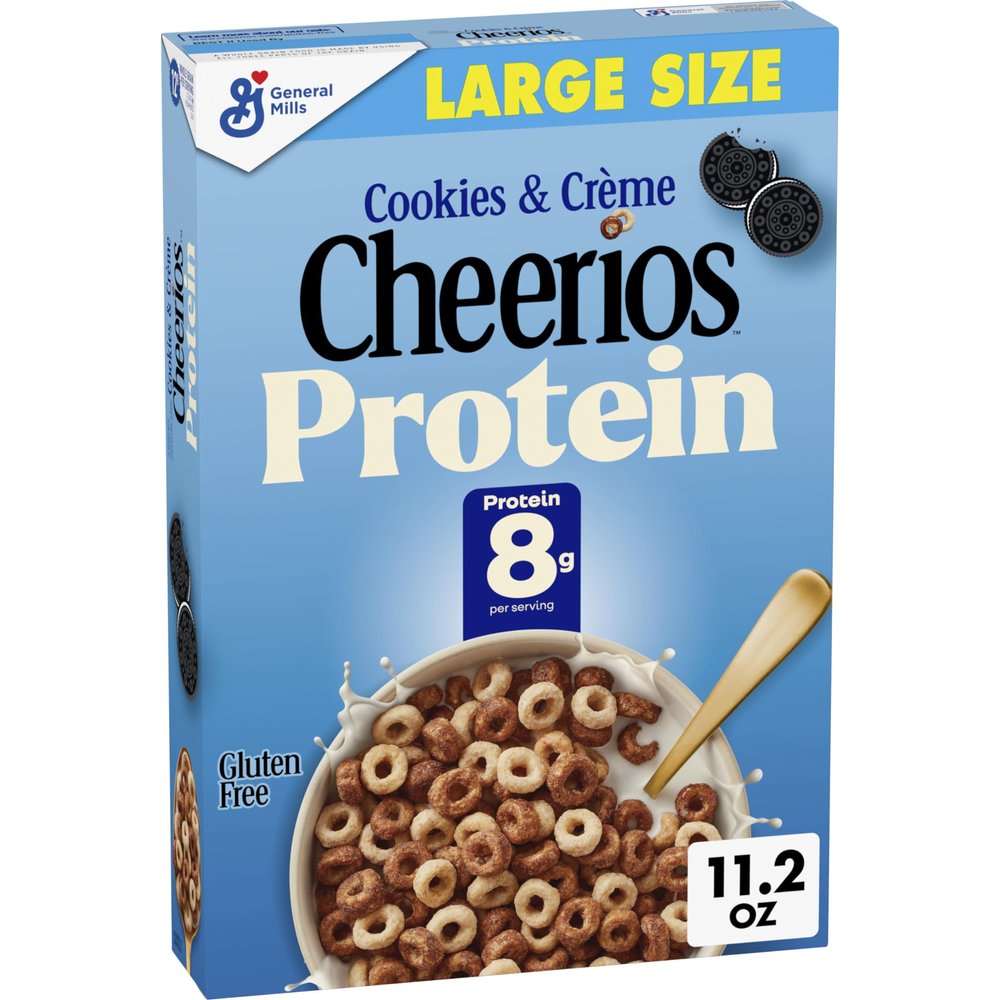 Cheerios Cookies & Crme Protein Cereal, Gluten Free, 8g Protein per Serving, Whole Grain Oats, 11.2 oz Box