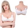 Funxzior Realistic Silicone Crossdressing Breast Forms Seamless Roll Neck Breastplate False Chest Plates Turtleneck Fake Tits for Drag Show Transgender Cosplay B Cup Boobs Cotton Filled, Beige view 1