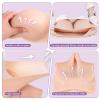 Funxzior Realistic Silicone Crossdressing Breast Forms Seamless Roll Neck Breastplate False Chest Plates Turtleneck Fake Tits for Drag Show Transgender Cosplay B Cup Boobs Cotton Filled, Beige view 2