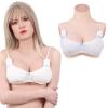 Funxzior Realistic Silicone Crossdressing Breast Forms Seamless Roll Neck Breastplate False Chest Plates Turtleneck Fake Tits for Drag Show Transgender Cosplay H Cup Boobs Gel Filled, Ivory view 1