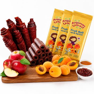 Anjoman Apricot Dried Fruit Leather Bar, 100g x 3 Sheets Snacks Bar, Lavashak No Added Sugar Vegan Snacks, Fruit Roll Ups, 40x14CM