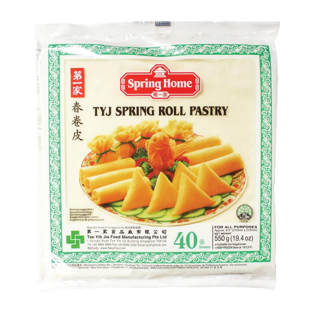 Spring Roll Pastry, 30/40 Sheets, Frozen Spring Home Tyj Spring Roll Pastry 550G (8.5" 40 Sheets [Pack of 1])