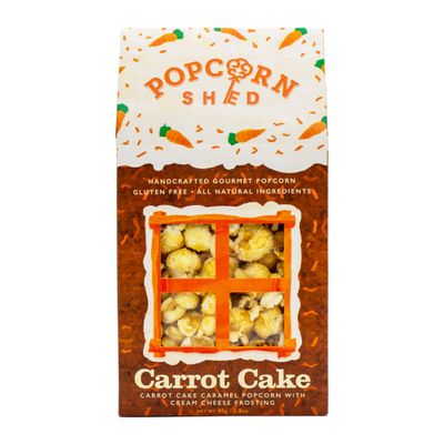 Popcorn Shed Carrot Cake Gourmet Popcorn (1 x 80g) - Carrot Cake Flavoured Caramel Popcorn with Cream Cheese Frosting, Easy & Low Calorie Snack, Perfect for Parties, Movie Nights & Gifting