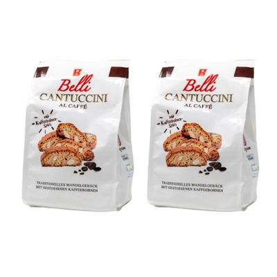 Belli Italian Cantuccini Biscotti Gift (2 x 250g) | Traditional Tuscan Almond Biscuits with Rich Flavour | Handcrafted Gourmet Italian Treats | Crunchy Coffee Biscuits (Coffee)