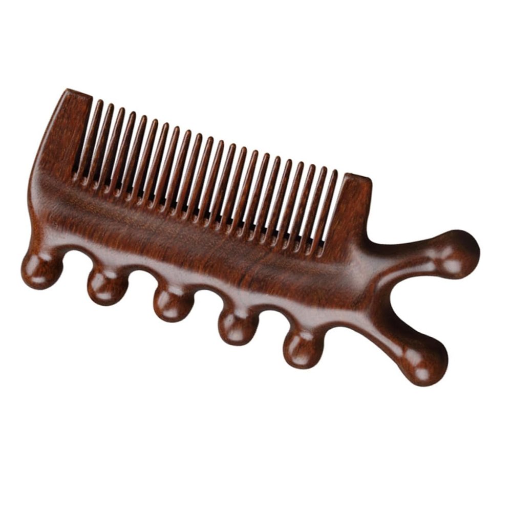 Healeved Sandalwood Portable Hair Detangling Tool Scalp Massage Comb with Five Fine Teeth for Scalp and Arms, for Daily Routine Massage and Relaxation