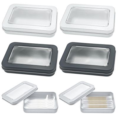 4 PACK Dental Flosser Portable Case, with Transparent Window, Refillable Floss Holder, Travel Floss Picks Case with Dustproof Lid for Cotton Swabs Hair Ties Floss