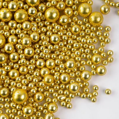 130g Edible Pearls for Cake Decorating, Gold Cake Sprinkles, Pearl Sprinkles, Edible Sugar Balls Mix for Cupcake Topper Baking Decorations On Baby Shower Birthday Wedding Christenings & Parties