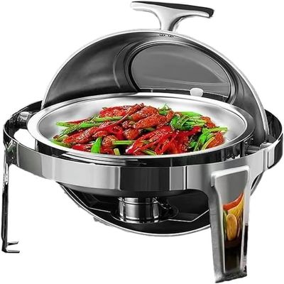 Stainless Steel Round Chafing Dish Buffet Dish, 6L Food Warmers Electric, Round Chafing Dishes For Buffet With Fuel Holders And Pan, For Wedding, Parties, Banquet, Events, Graduation