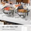 Stainless Steel Round Chafing Dish Buffet Dish, 6L Food Warmers Electric, Round Chafing Dishes For Buffet With Fuel Holders And Pan, For Wedding, Parties, Banquet, Events, Graduation view 3