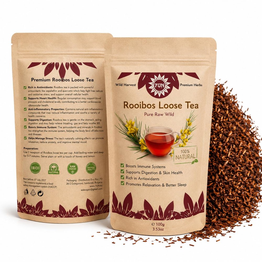 100g Premium Rooibos Tea Loose Leaf Wild Red Bush High Antioxidant Herbal Tea Raw & Caffeine Free for Sleep & Lattes