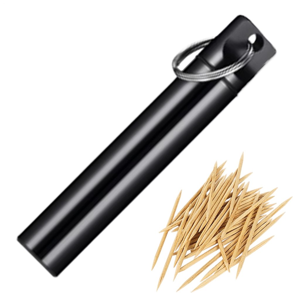 Esncddym Portable Toothpick Holder,Pocket Toothpicks Container Box Aluminum Alloy - Stylish Hygienic Tooth Pick Bucket for Homes, Offices, Restaurants