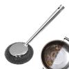 Stainless Steel Cleaner for Pots and Pans, Steel Scrubber, Removable Stainless Steel Pan with Ergonomic Handle, Portable Scouring Pads for Pots Cooker Tableware Washbasin, Range Hood view 1