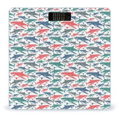 Colorful Shark Digital Scales for Body Weight - Bright LCD Display Digital Weight Scales Bathroom with Automatic Power On/Off - Sturdy Tempered Glass Surface
