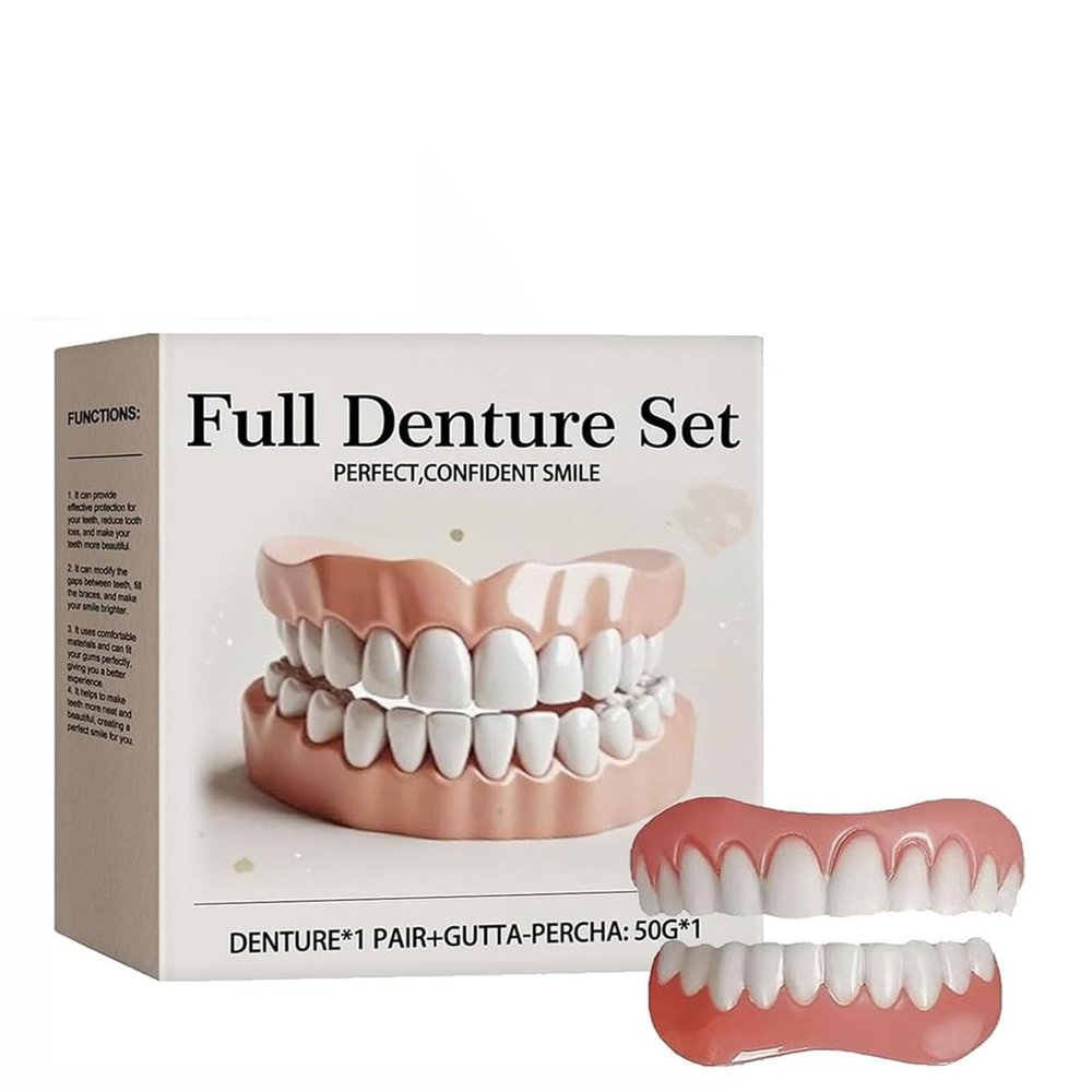 2025 New Advanced Customized Silicone Denture Set, Soft Silicone Reline Denture Set,Denture Repair Kit for Men and Women,Soft and Comfortable (1)