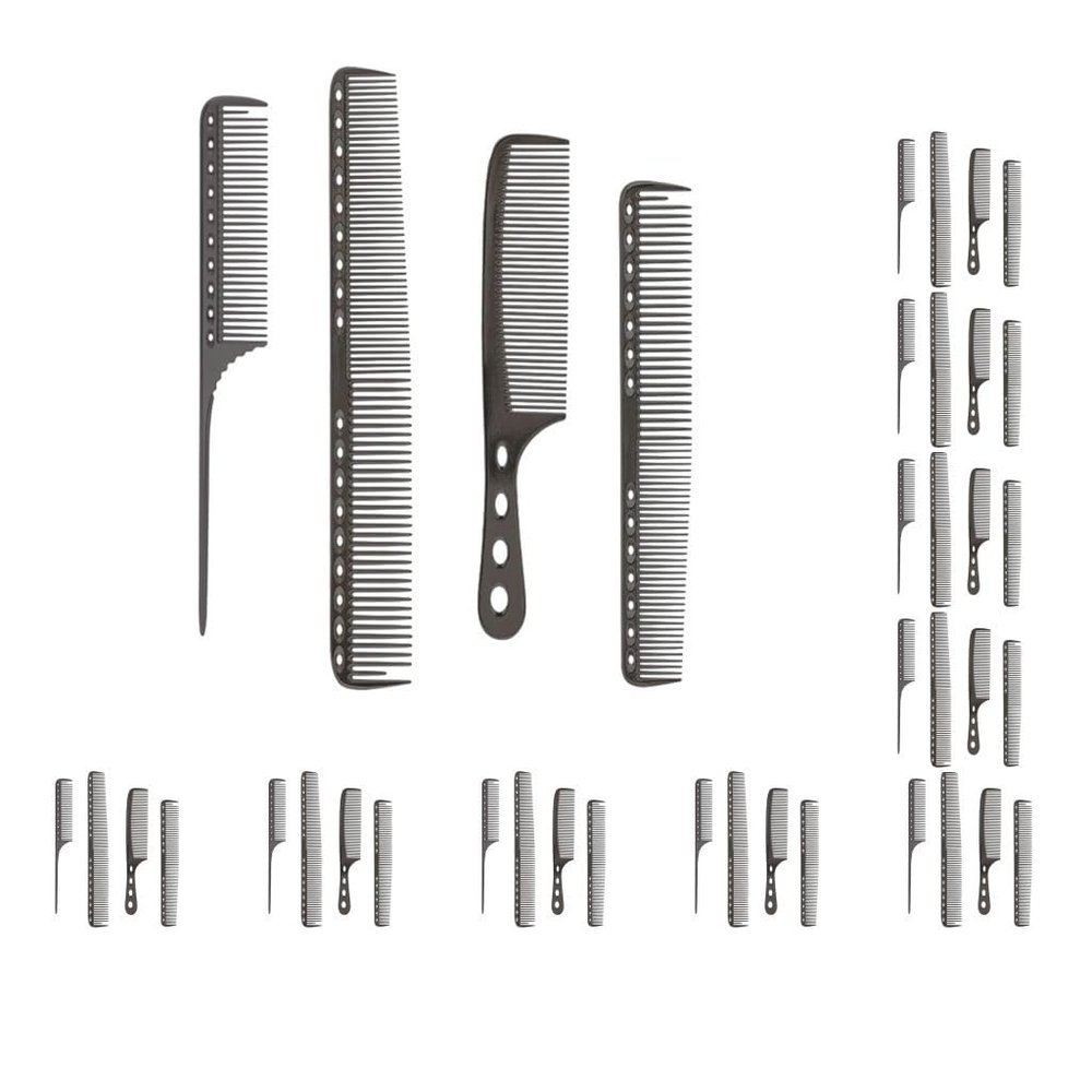 10 set 4pack/lot Ergonomic Handle For More Comfortable Hair Combing Experience More Comfortable To Hold Metal Hair Cutting Comb, Glossy black