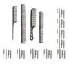 10 set 4pack/lot Ergonomic Handle For More Comfortable Hair Combing Experience More Comfortable To Hold Metal Hair Cutting Comb, Glossy black view 1