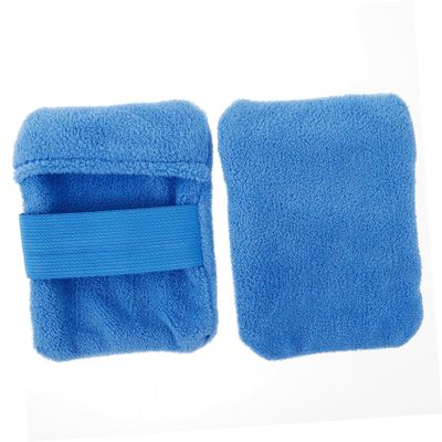 MOBUTOFU Sand Remover Mitt 2pcs, Coral Velvet Beach Sand Removal Bags with Brush, Broad Coverage for Vacation Camping, Blue