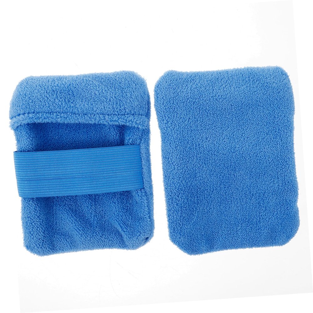 MOBUTOFU Sand Remover Mitt 2pcs, Coral Velvet Beach Sand Removal Bags with Brush, Broad Coverage for Vacation Camping, Blue