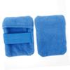 MOBUTOFU Sand Remover Mitt 2pcs, Coral Velvet Beach Sand Removal Bags with Brush, Broad Coverage for Vacation Camping, Blue view 1