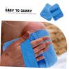 MOBUTOFU Sand Remover Mitt 2pcs, Coral Velvet Beach Sand Removal Bags with Brush, Broad Coverage for Vacation Camping, Blue view 2
