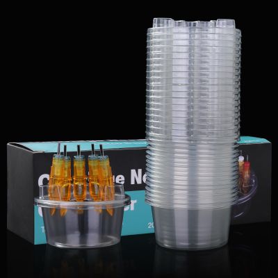 20PCS Hive Cups Disposable Tattoo Cartridge Needle Holder Transparent Needle Holder Plastic Ink Rinse Cups Circle Stand Tattoo Cartridge Tray (Circle)