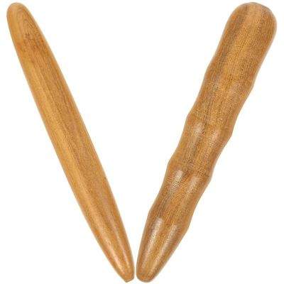 2Pcs Foot Massagers Acupressure Stick Wooden Roller Scroll Wheel Acupoint Facial Rollers(11.5x1.5x1.5cm)