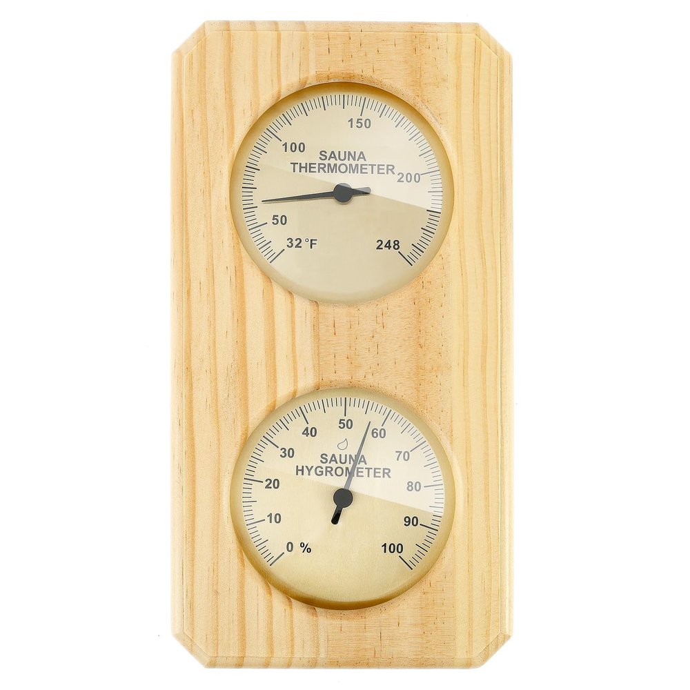 2-in-1 Sauna Thermometer and Hygrometer Wall Mount Steam Humidity Gauge High Accuracy Sauna Accessories Hygrometer Double Dial Steam Room Measurement for Family Hotel