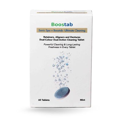 Boostab Cleaning Tablets 60 Tablets 2 Months Supply - Sonic Spa Dual Action Ultrasonic Cleaning Tablets Powerful Cleaning & Mint Freshness
