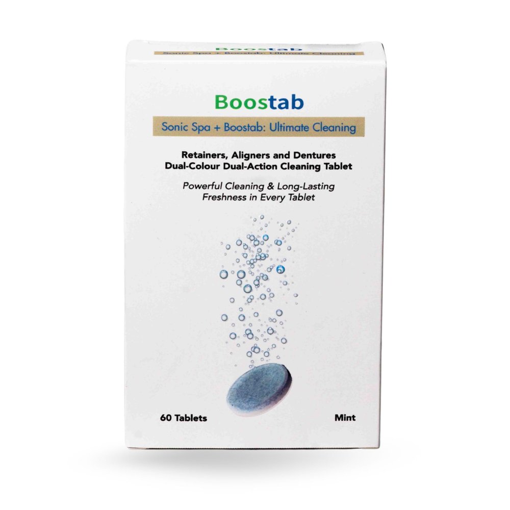 Boostab Cleaning Tablets 60 Tablets 2 Months Supply - Sonic Spa Dual Action Ultrasonic Cleaning Tablets Powerful Cleaning & Mint Freshness