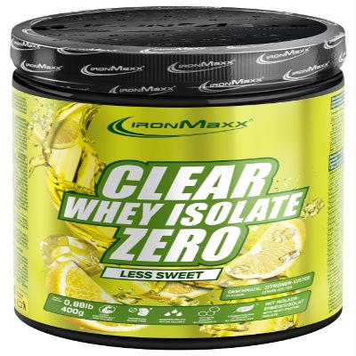 IronMaxx Clear Whey Isolate Zero - Less Sweet Lemon Ice Tea 400g | Sugar-Free Whey Protein Powder | Delicious & Refreshing High Protein Drink with 25g Protein per Serving