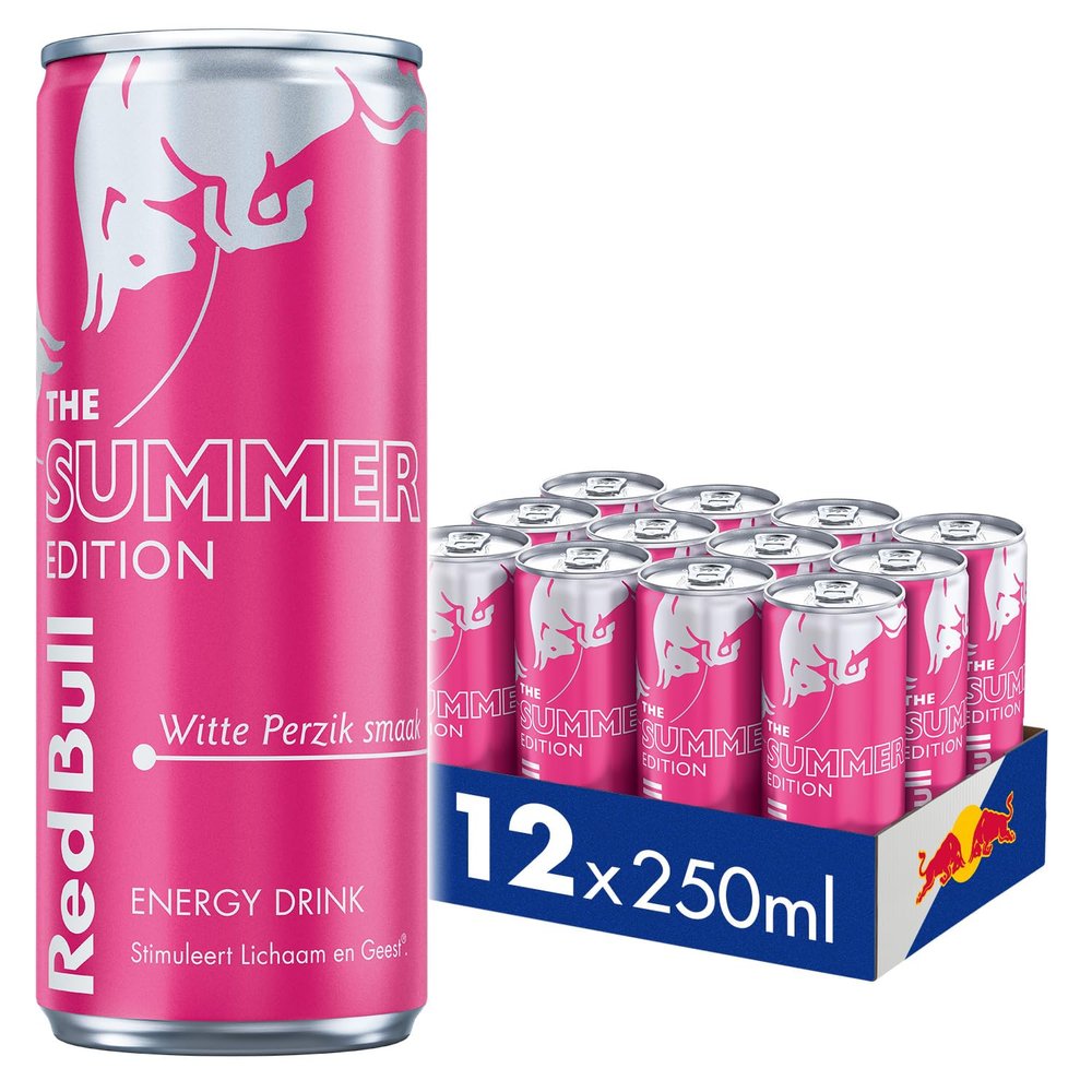 Red Bull Energy Drink Summer Edition, White Peach, Pack of 12 - 12 x 250 ml I Energy Drink with Fruity White Peach Flavour I Stimulates Body and Mind