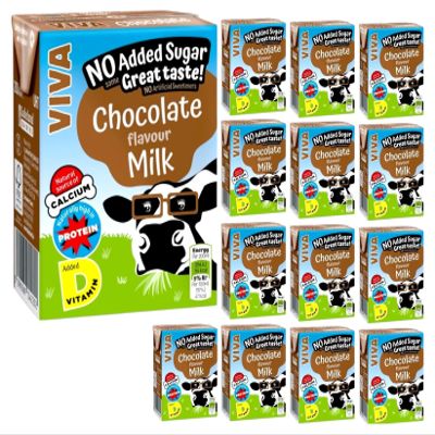 Viva Chocolate Flavoured Milk Drink, High in Protein, Vitamins & Calcium 200 ml (Pack of 14 Cartons)